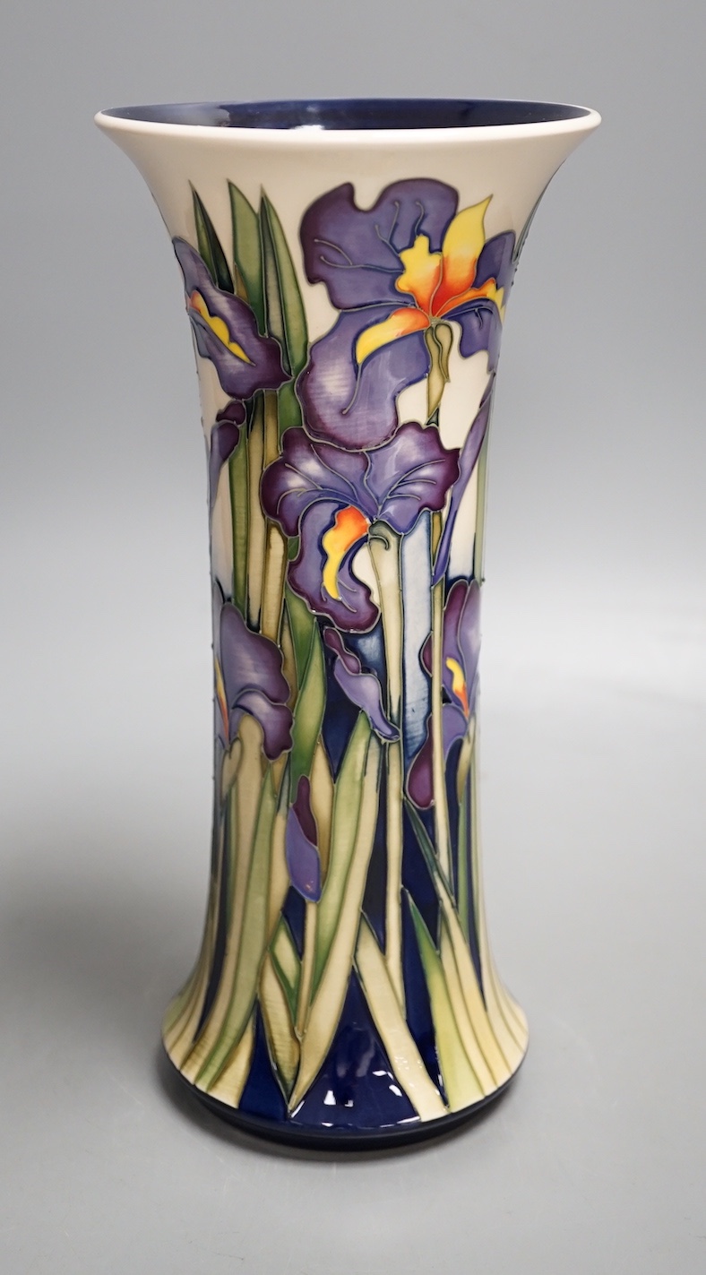 A Moorcroft 'iris shadows' vase by Kerry Godwin, limited edition 99, 2011, 25.5 cms high.